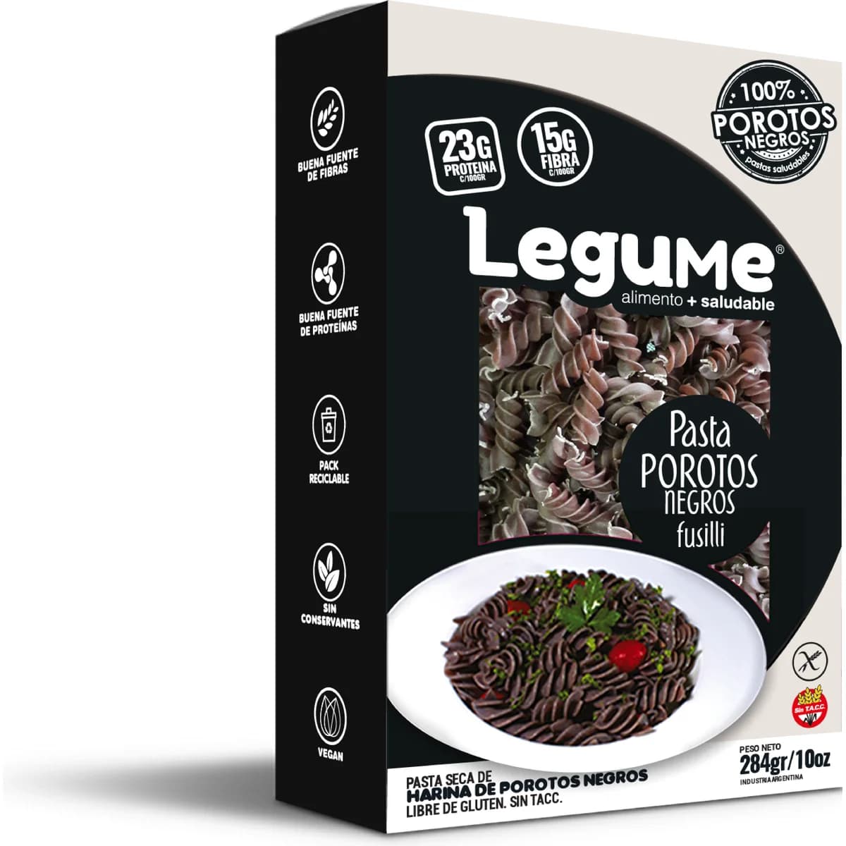 Pasta Seca De Hariana De Poroto Negro (Libre Gluten/Vegano)