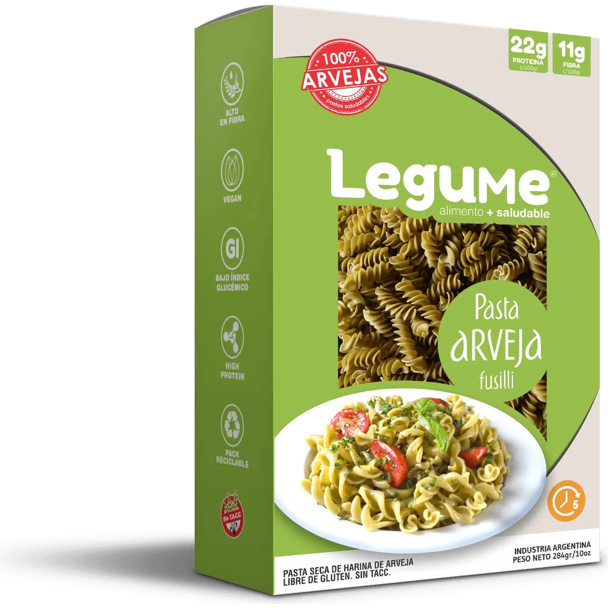 Pasta Seca De Harina De Arveja (Libre De Gluten/Vegano)