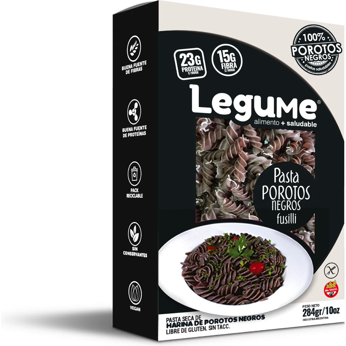 Pasta Seca De Hariana De Poroto Negro (Libre Gluten/Vegano)