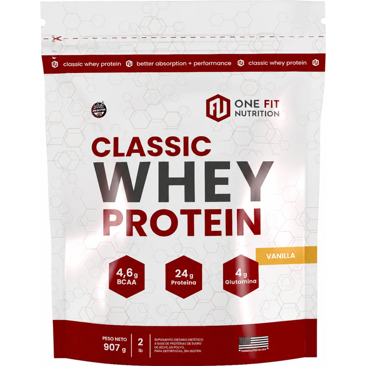 One Fit Doypack Whey Protein 2lb Vainilla